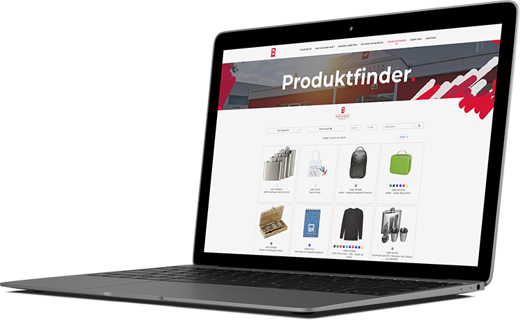 Zweyloeven Werbeproduktion GmbH - Laptop mit Produktfinder